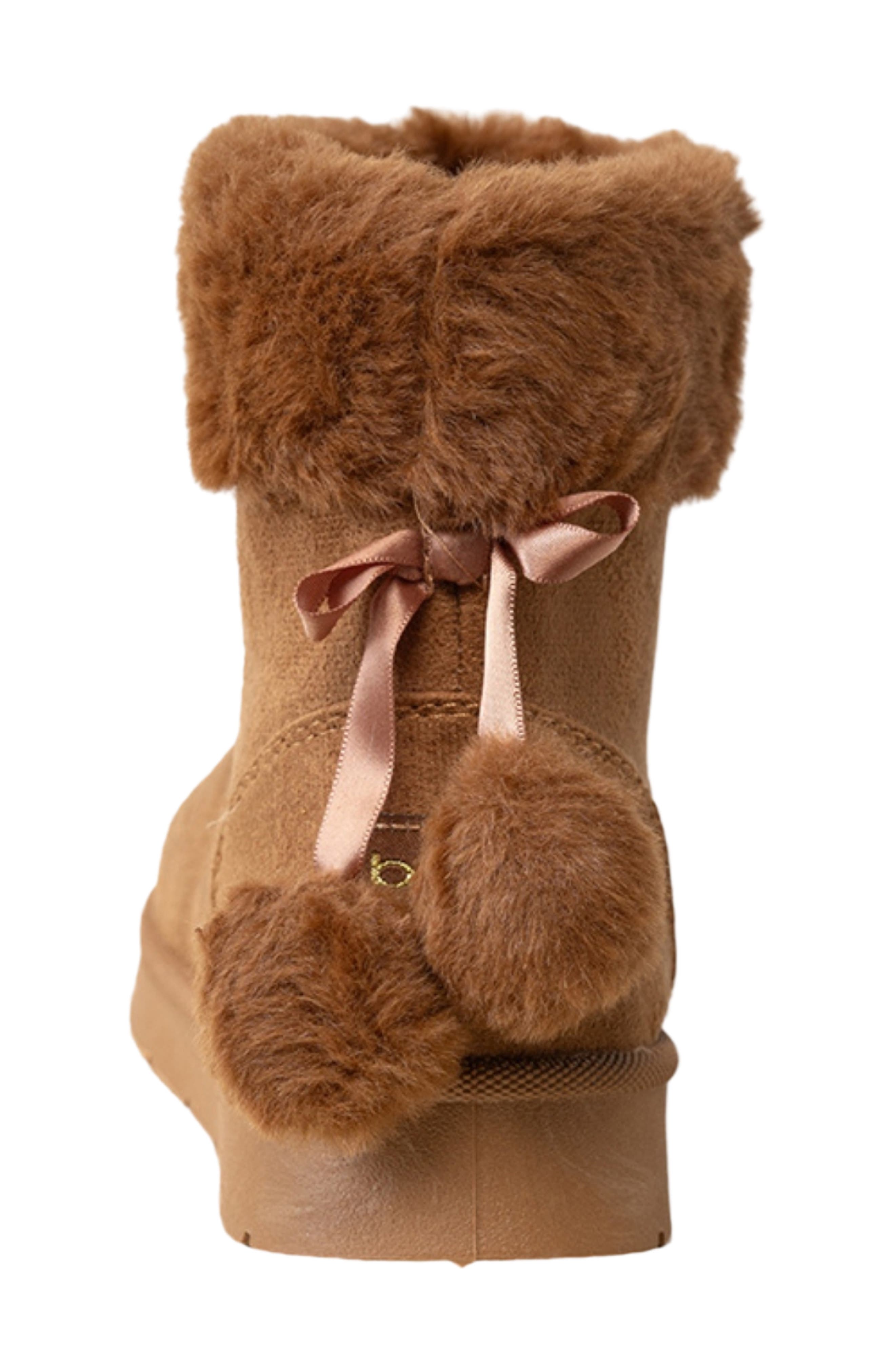 Kids' Cozy Faux Fur Collar Boot, Alternate, color, COGNAC