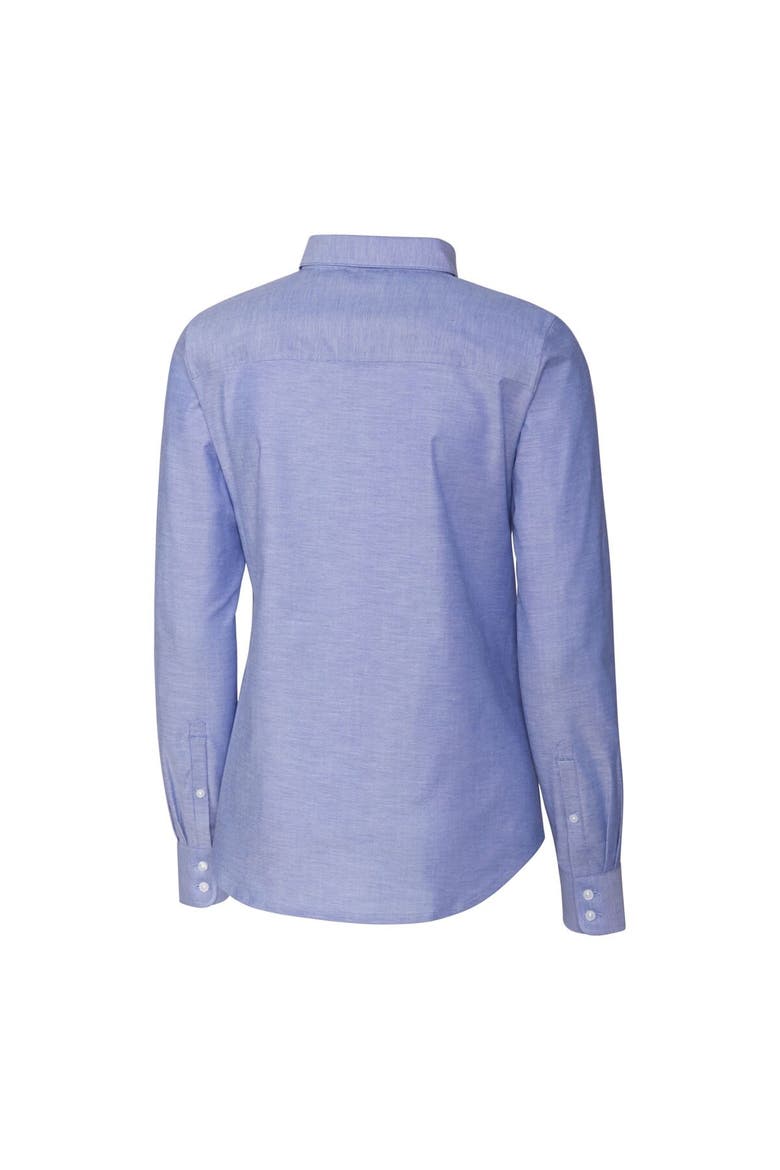 Women's Cutter & Buck  Royal SMU Mustangs Vault Stretch Oxford Long Sleeve Tri-Blend Button-Up Dress Shirt, Alternate, color, Royal