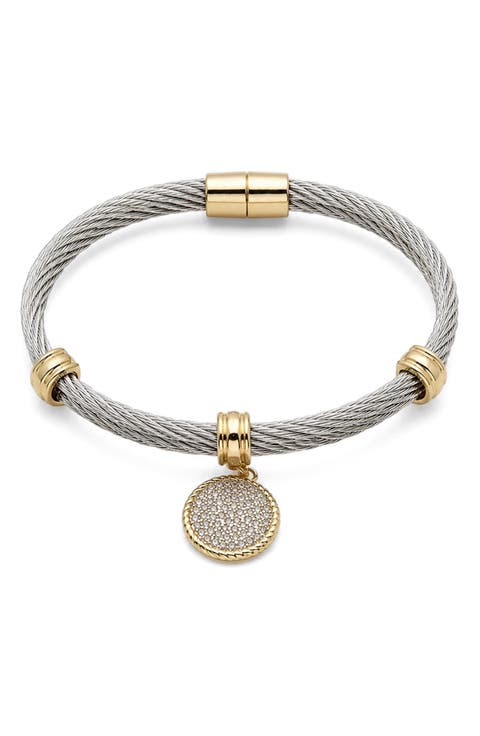 Cubic Zirconia Disc Cable Bangle