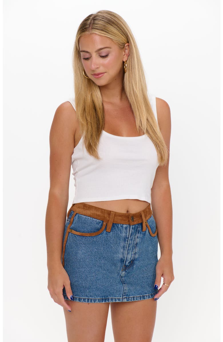 Show Me Your Mumu Dawson Skort, Main, color, Indigo With Faux Suede