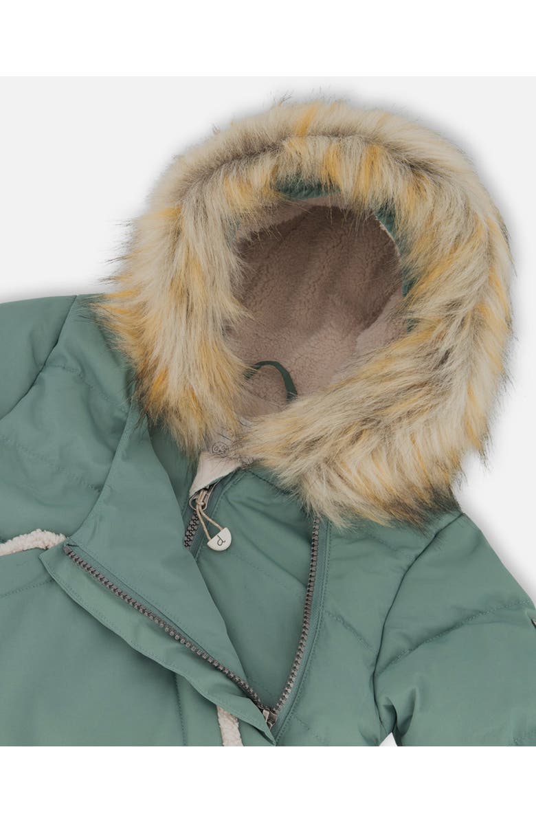 Deux par Deux Baby Boy's One Piece Baby Hooded Snowsuit Silver Pine Designed For Car Seat, Alternate, color, 