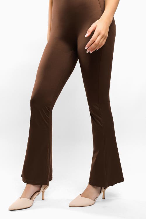Popilush Shapewear Butt Lift Flare Leg Strappy Jumpsuit In Cherry Wood