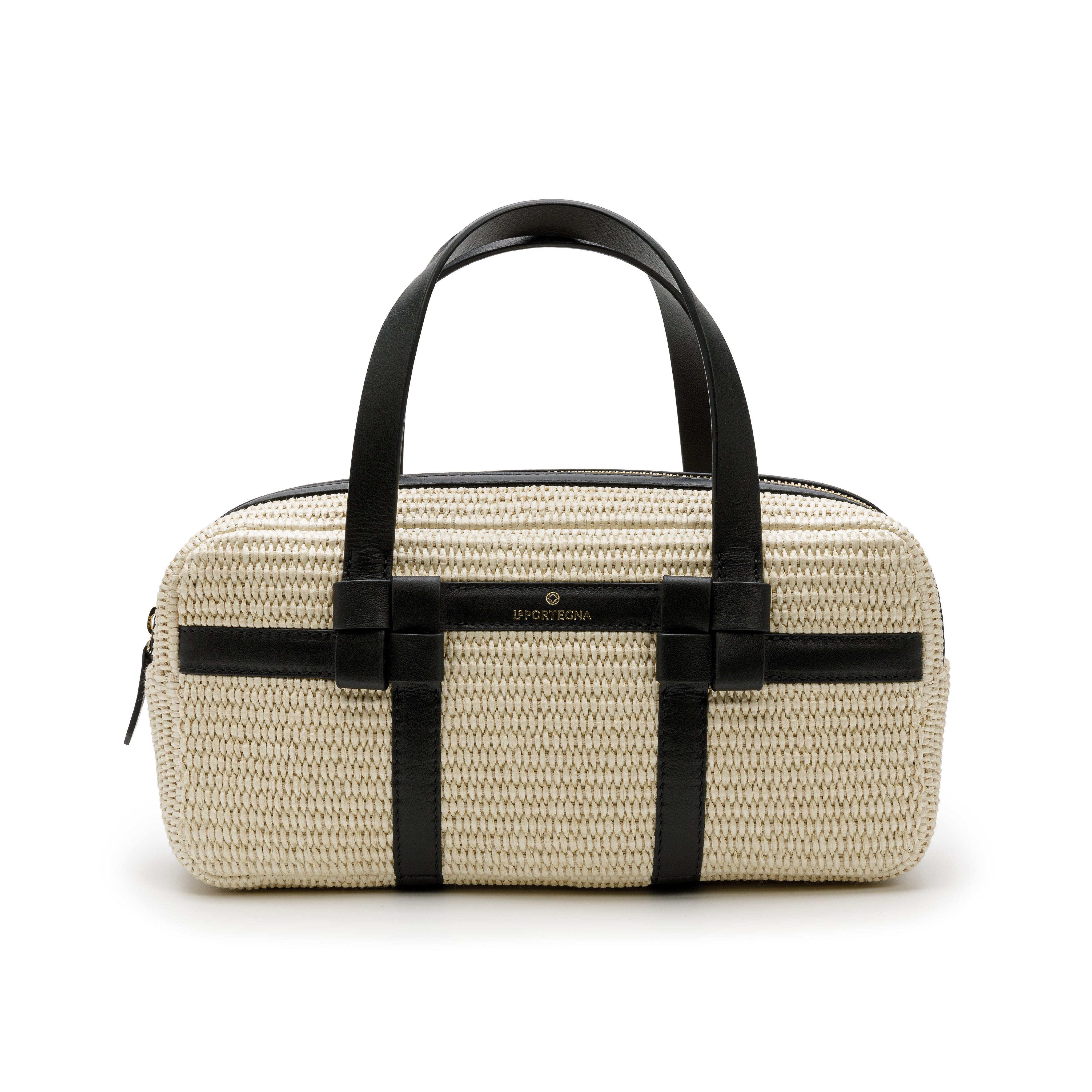 LA PORTEGNA Bibi Jute Bag With Shoulder Strap And Iconic Knots, Main, color, White