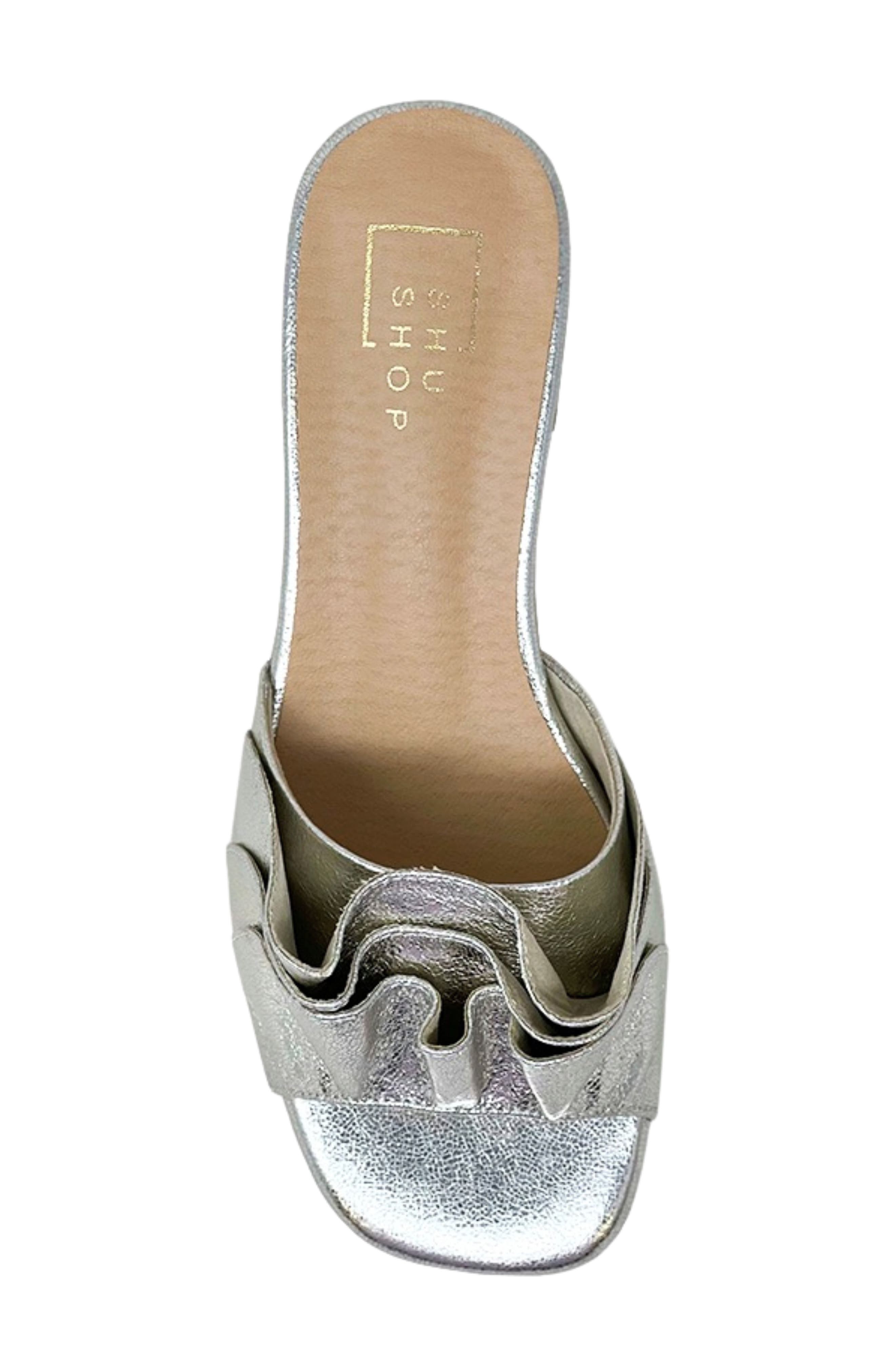 SHUSHOP Frances Slide Sandal, Alternate, color, Silver