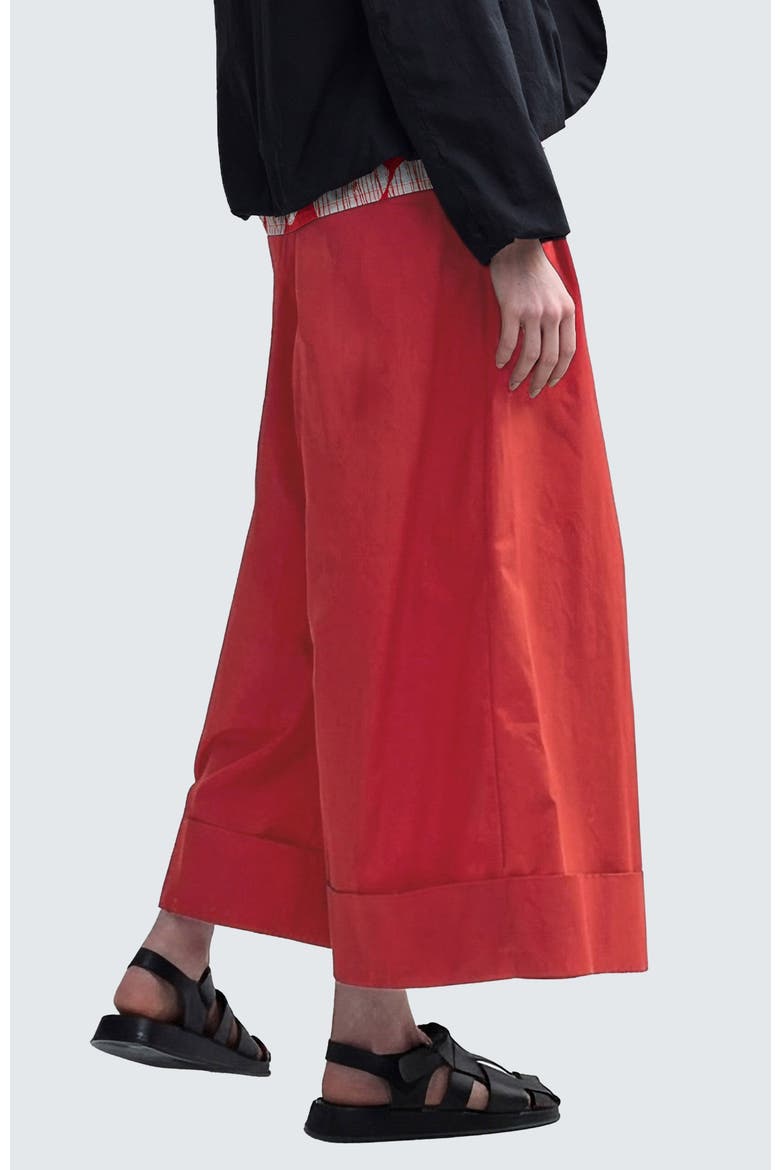 Misla Solid Wide-Leg Poplin Pants, Alternate, color, Mandarin Red