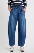 Caslon® Pull-On Chambray Ankle Barrel Leg Pants