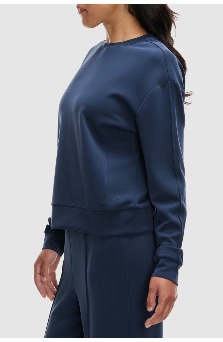 Peloton Washed Interlock Pintuck Crewneck, Alternate, color, Deep Navy