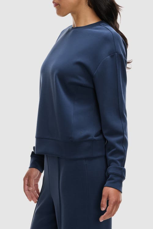 Peloton Washed Interlock Pintuck Crewneck In Deep Navy