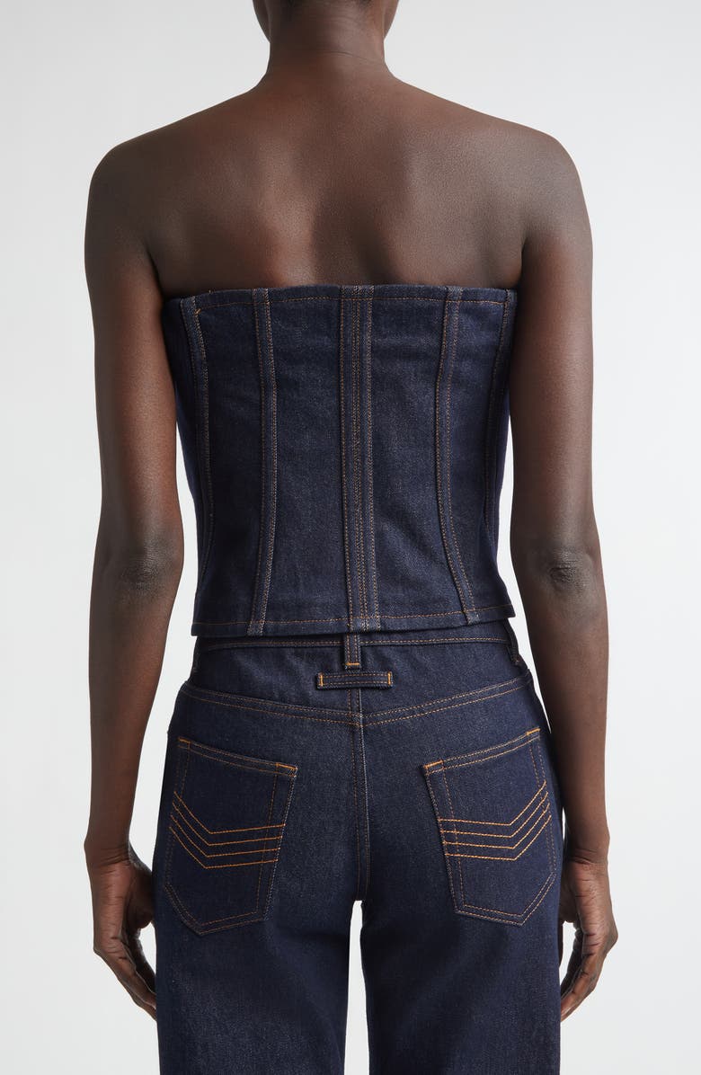 Jean Paul Gaultier Denim Corset Top, Alternate, color, Indigo