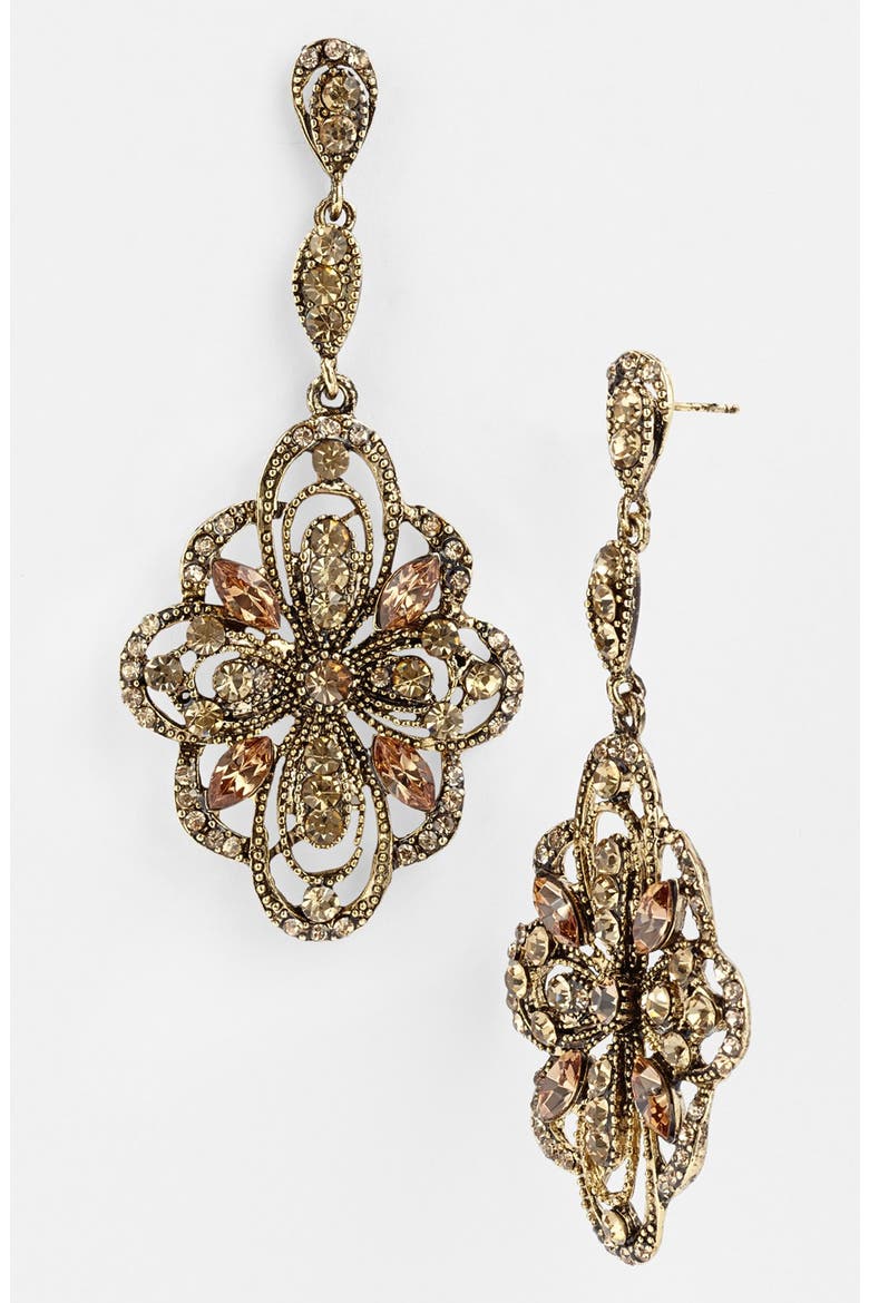 Ornate Large Drop Earrings, Main, color, LT COLORADO TOPAZ/ ANTIQ GLD