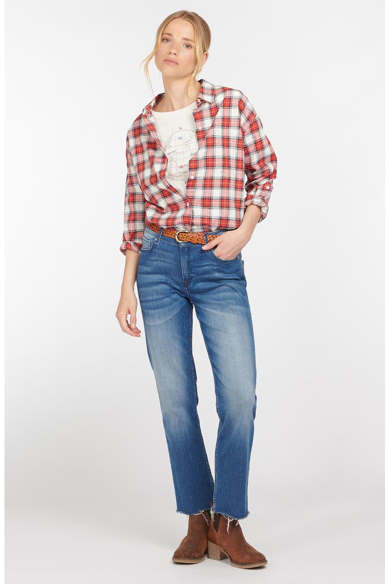 Hauxley Plaid Stretch Cotton Shirt, Alternate, color, CLOUD CHECK
