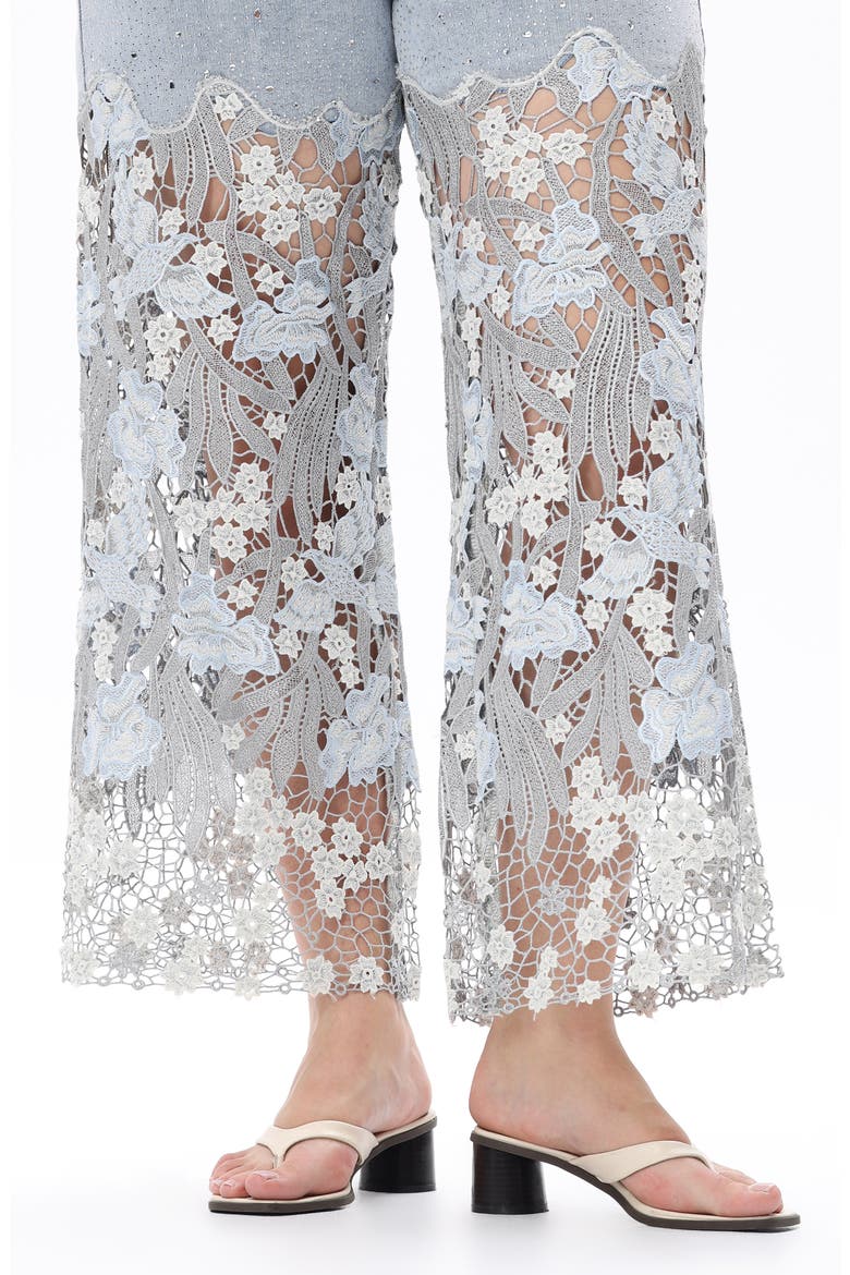 Crystal Embellished Lace Wide Leg Jeans, Alternate, color, LESLEY BLUE