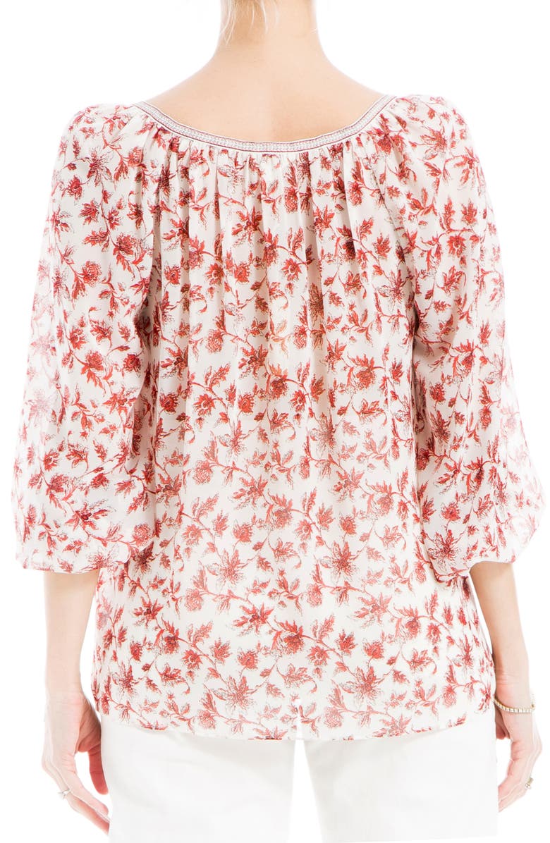 MAX STUDIO V-Neck Long Sleeve Georgette Top, Alternate, color, Red Chintzy Rambler