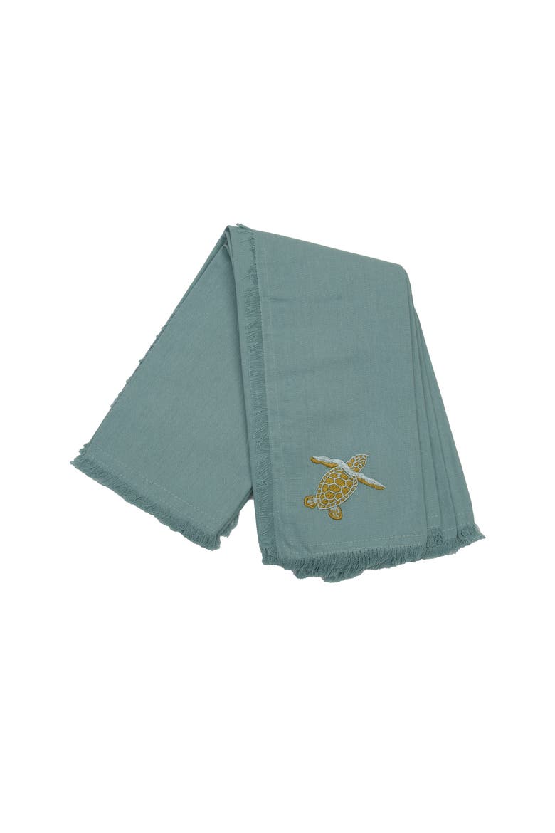 Set of Four Embroidered Baby Sea Turtle Napkins, Alternate, color, Blue