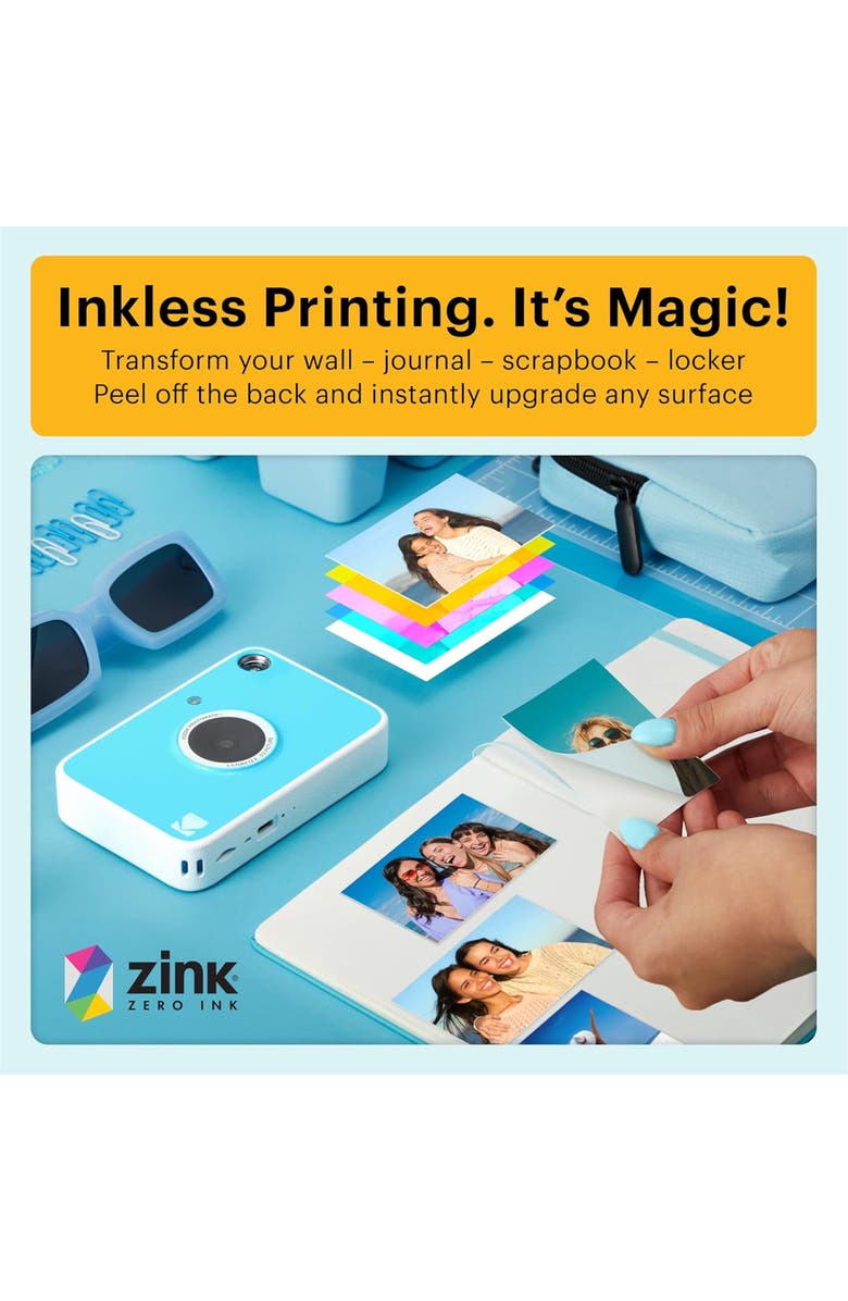 Kodak Printomatic+ Camera Bundle w/ Zink Paper, Alternate, color, Blue
