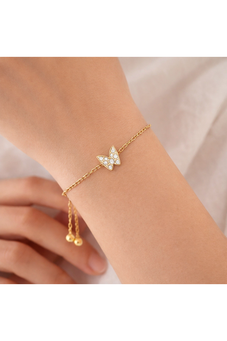 Gold-Tone Adjustable Butterfly Bracelet, Alternate, color, Gold