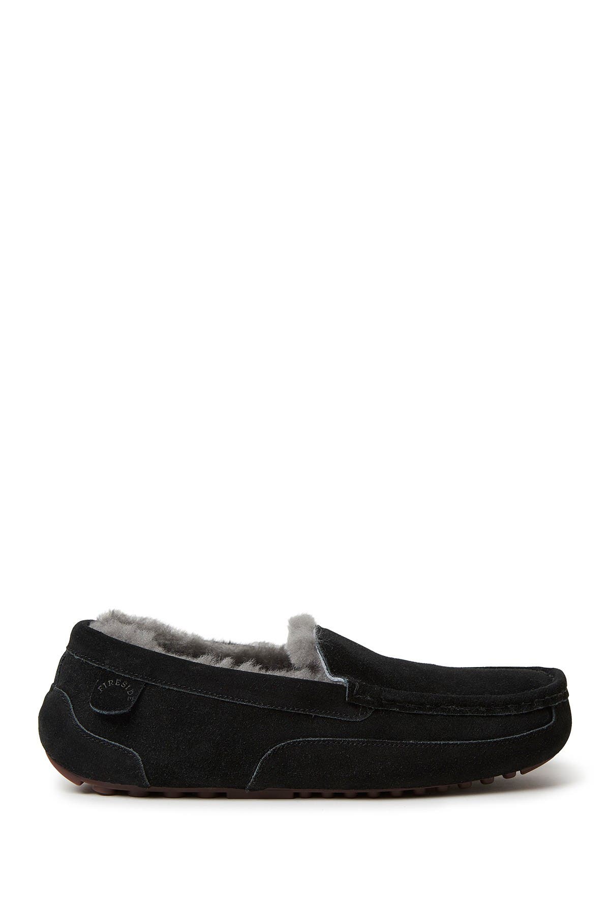 Fireside Melbourne Genuine Shearling Moccasin Slippers, Alternate, color, BLACK