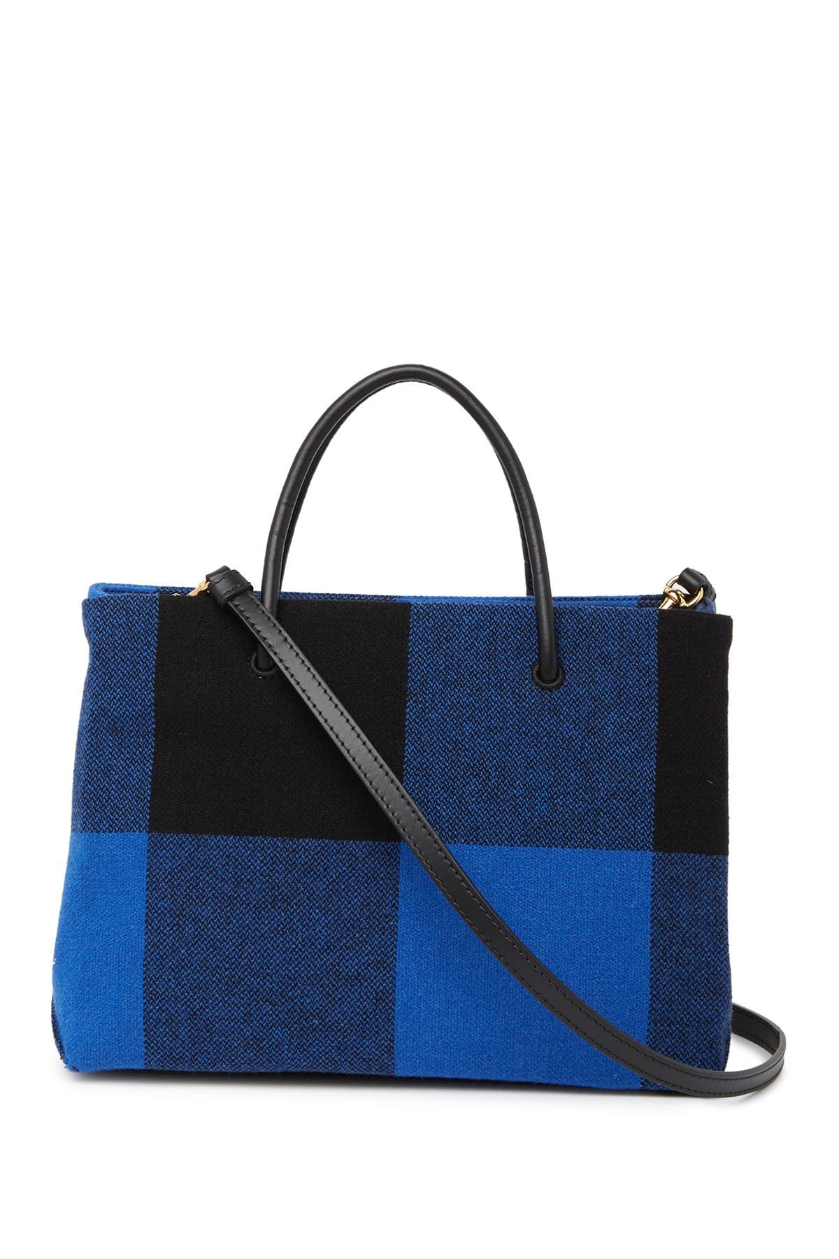 Moschino Plaid Print Logo Tote Bag, Alternate, color, 