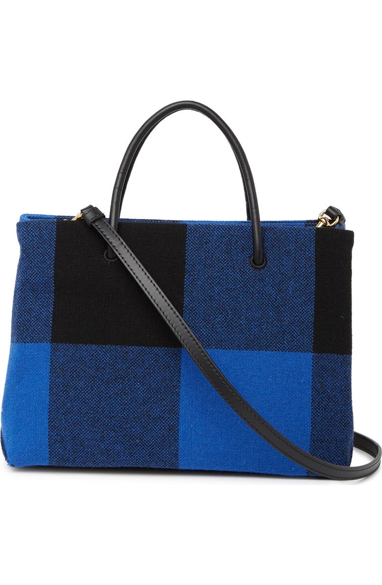 Moschino Plaid Print Logo Tote Bag, Alternate, color,