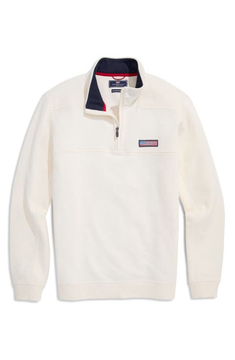 American Flag Logo Patch Cotton Quarter Zip Pullover