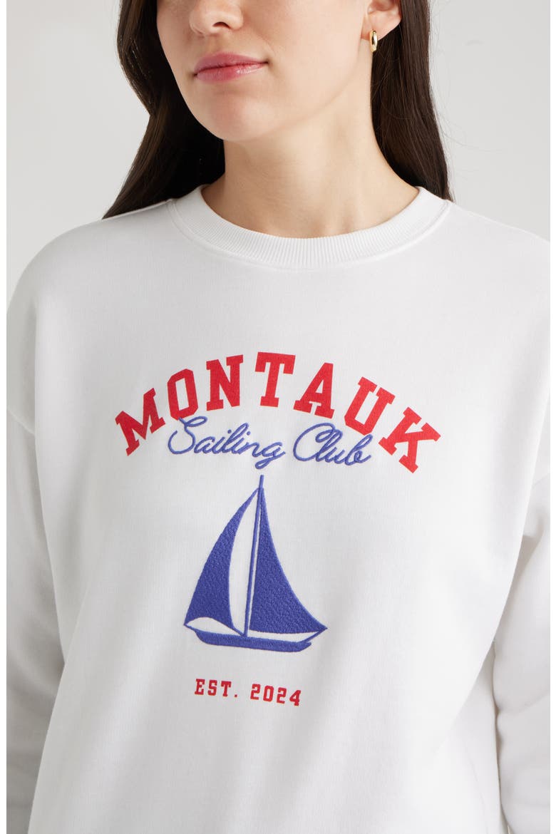 Embroidered Montauk Sailing Graphic Sweatshirt, Alternate, color, WHITE MONTAUK SAILING