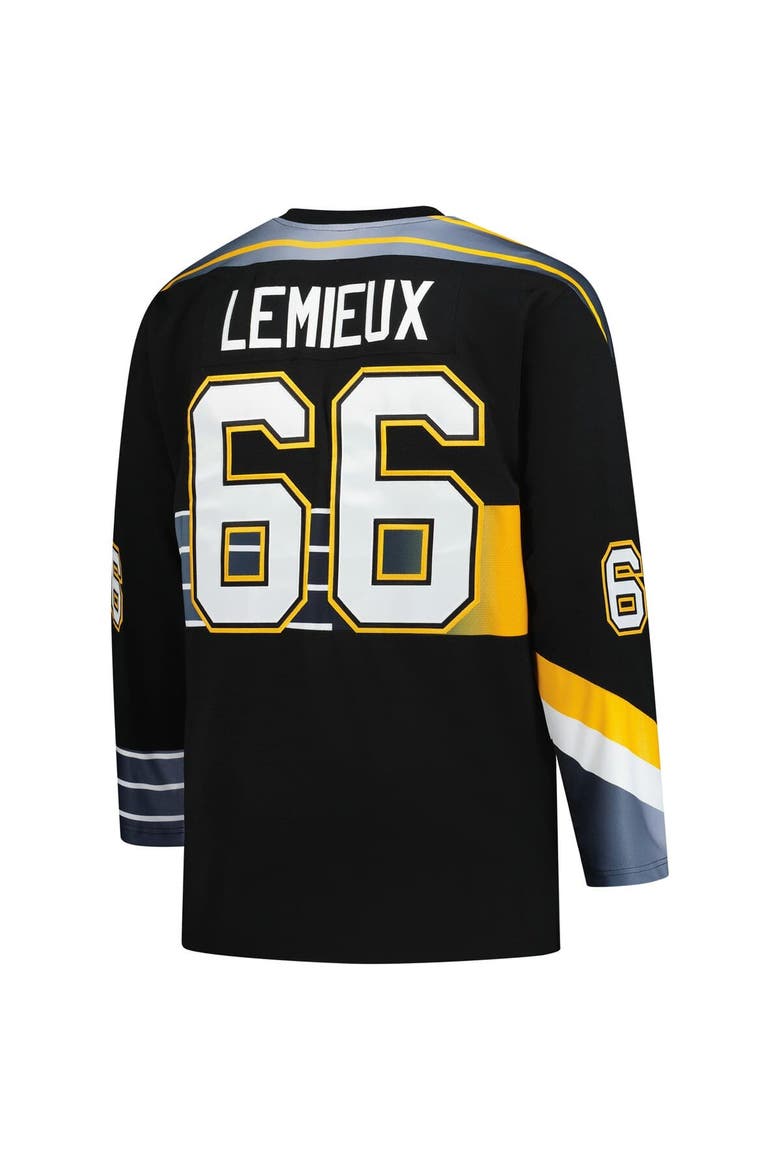 Men's Mitchell & Ness Mario Lemieux Black Pittsburgh Penguins 1996/97 Blue Line 2.0 Jersey, Alternate, color, Black