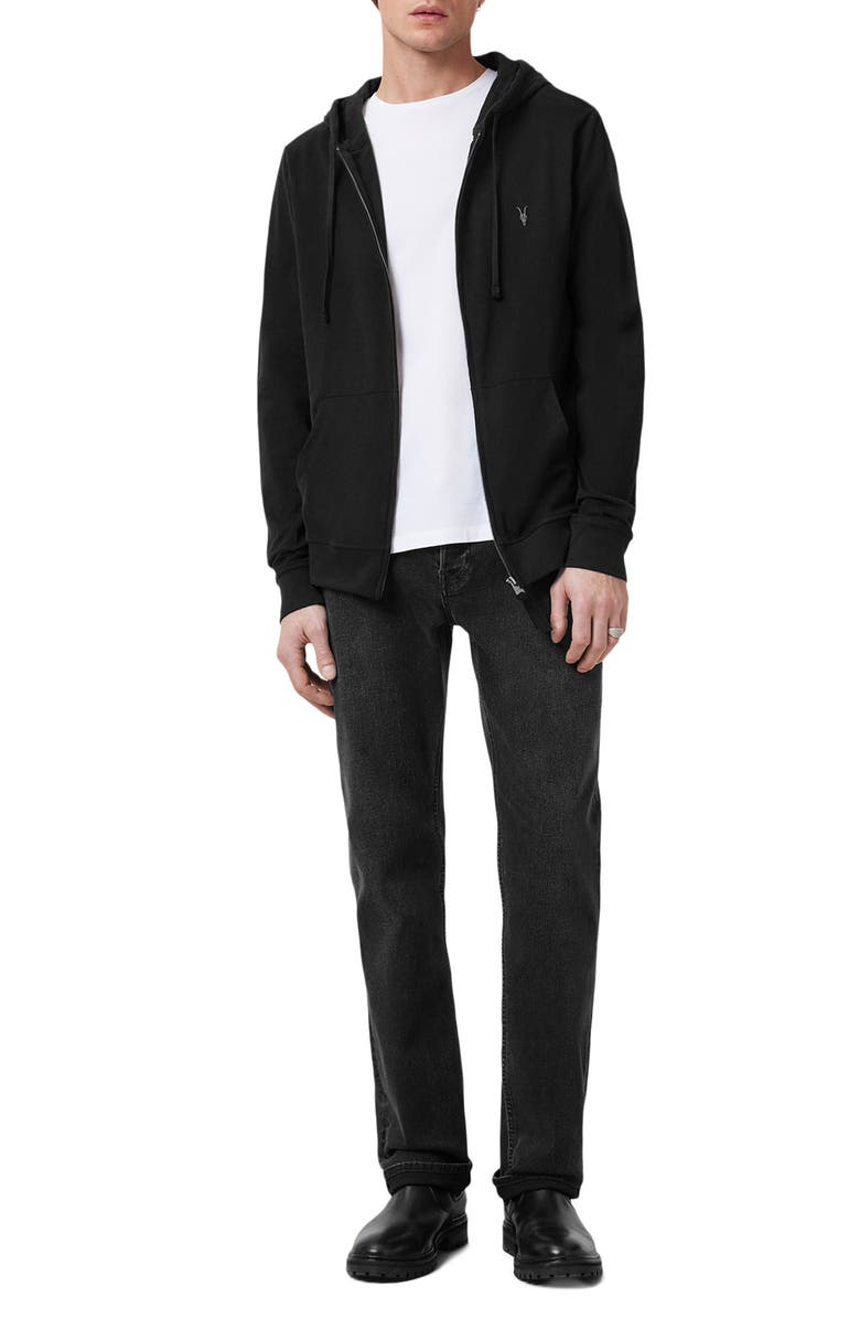AllSaints Brace Cotton Zip-Up Hoodie, Alternate, color, Jet Black