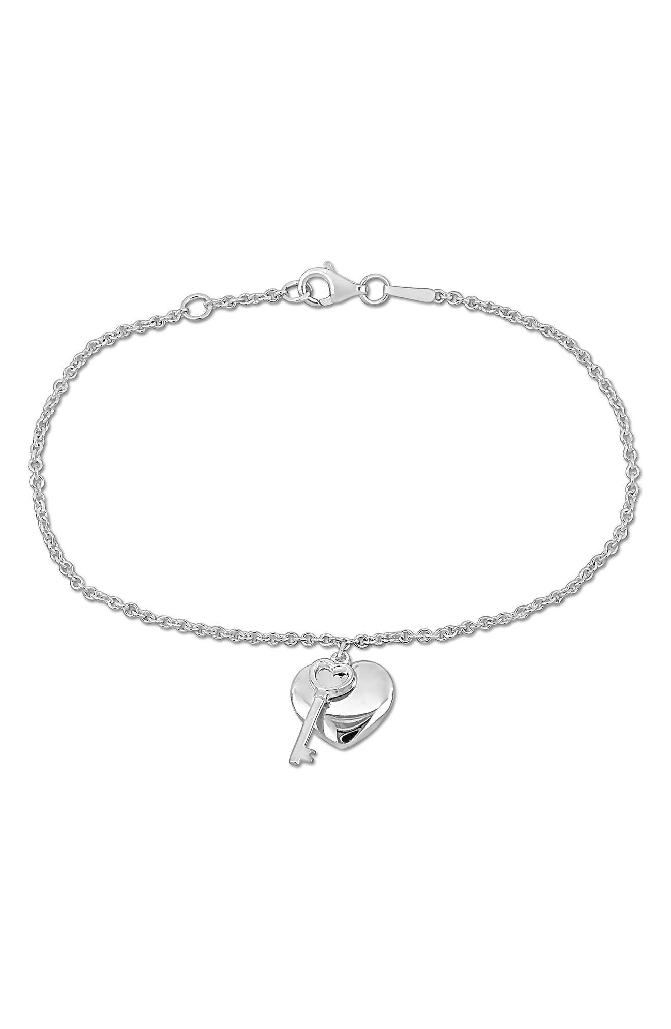 DELMAR Heart & Key Charm Bracelet