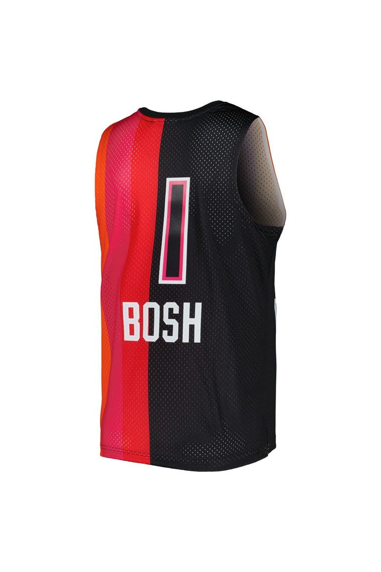 Men's Mitchell & Ness Chris Bosh Black/Red Miami Heat Hardwood Classics 2011/12 Split Swingman Jersey, Alternate, color, Black