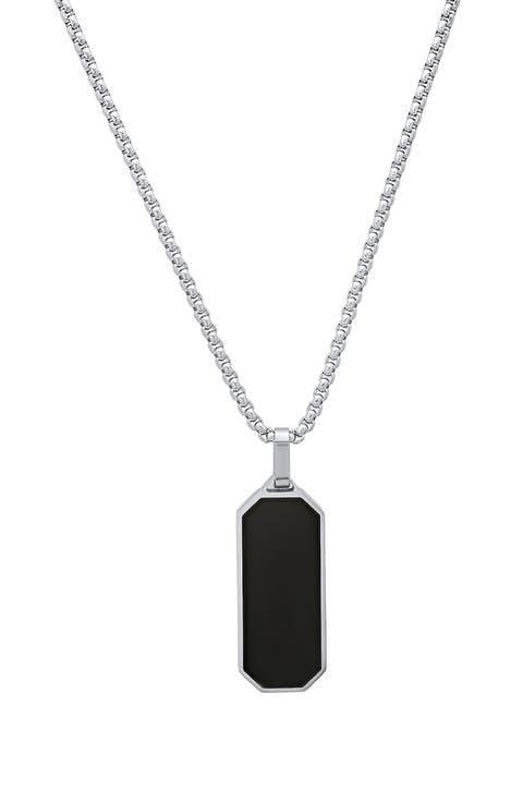 Men's Simulated Onyx Dog Tag Pendant Necklace