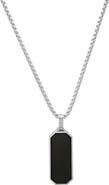 HMY JEWELRY Men's Simulated Onyx Dog Tag Pendant Necklace