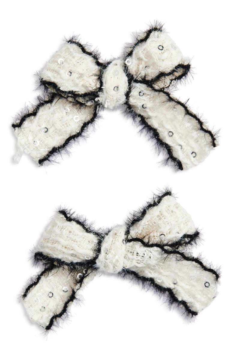 Cara Kids' Set of 2 Bow Barrettes, Main, color, White