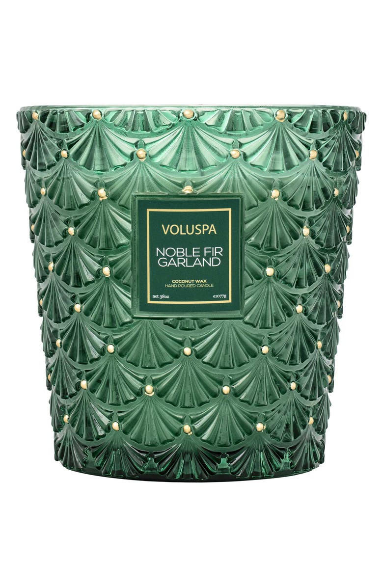 Voluspa Noble Fir Garland Three-Wick Hearth Candle, Main, color, Noble Fir Garland