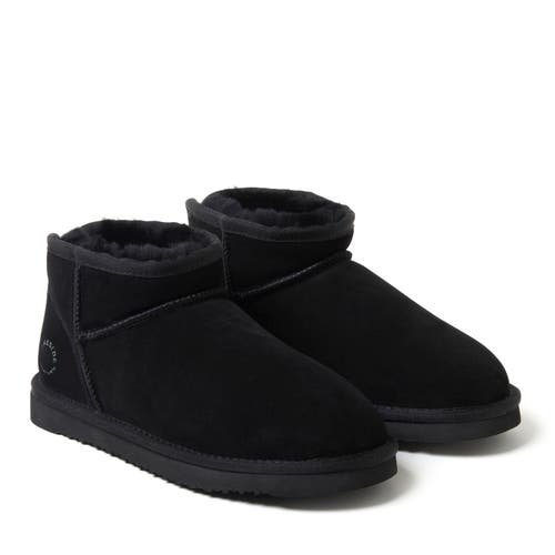 Dearfoams Fireside Riverland Genuine Shearling Micro Bootie In Black