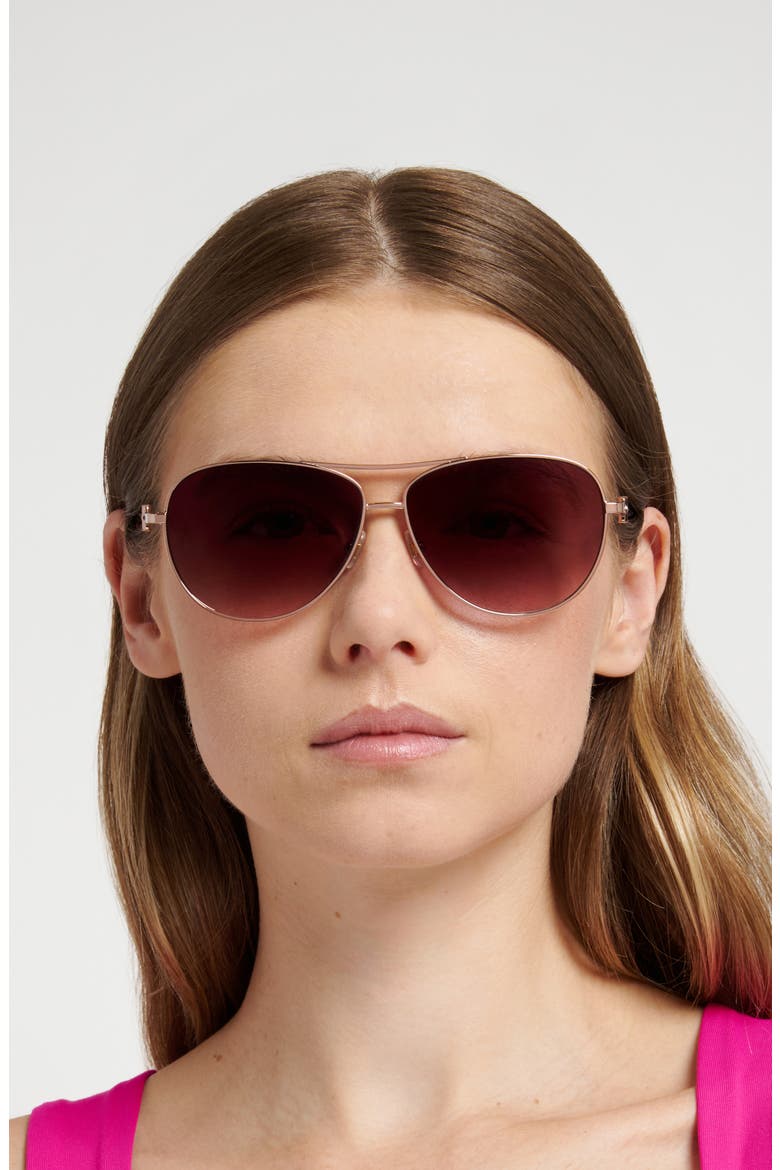 melly 60mm gradient pilot sunglasses, Alternate, color, ROSE GOLD/ PINK DS
