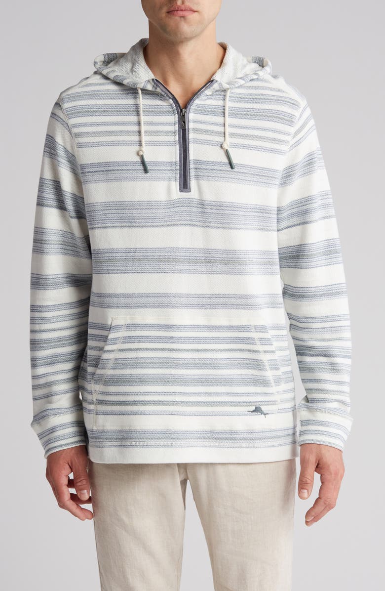 Tommy Bahama Baja Shoreline Stripe Quarter Zip Hoodie, Main, color,