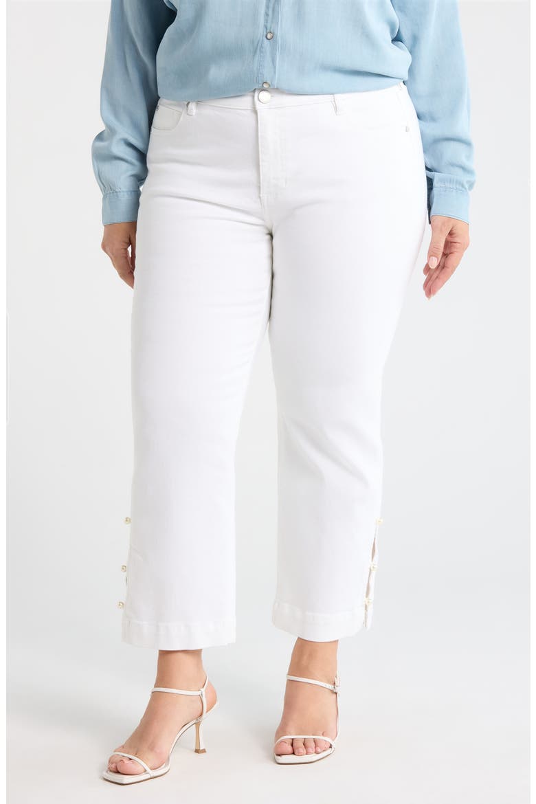 Kennedy Embellished Split Hem Ankle Straight Leg Jeans, Main, color, BRIGHT WHITE