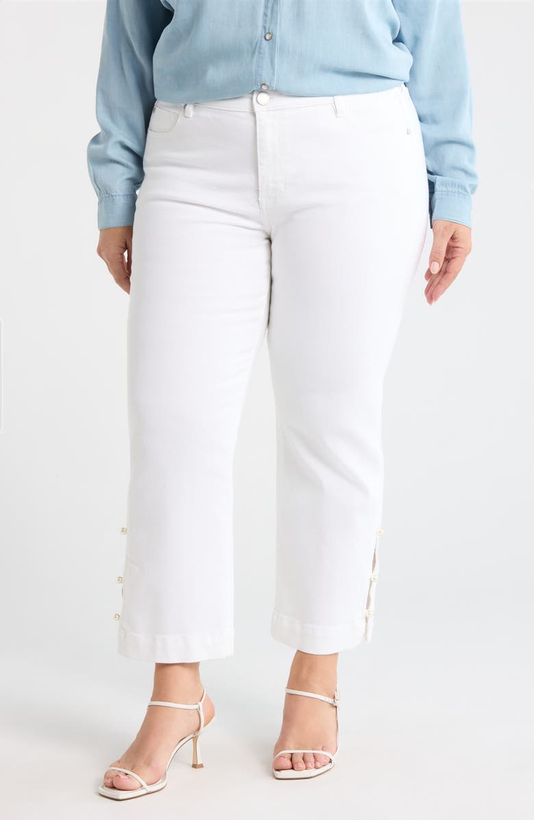 Liverpool Los Angeles Kennedy Embellished Split Hem Ankle Straight Leg Jeans, Main, color, Bright White