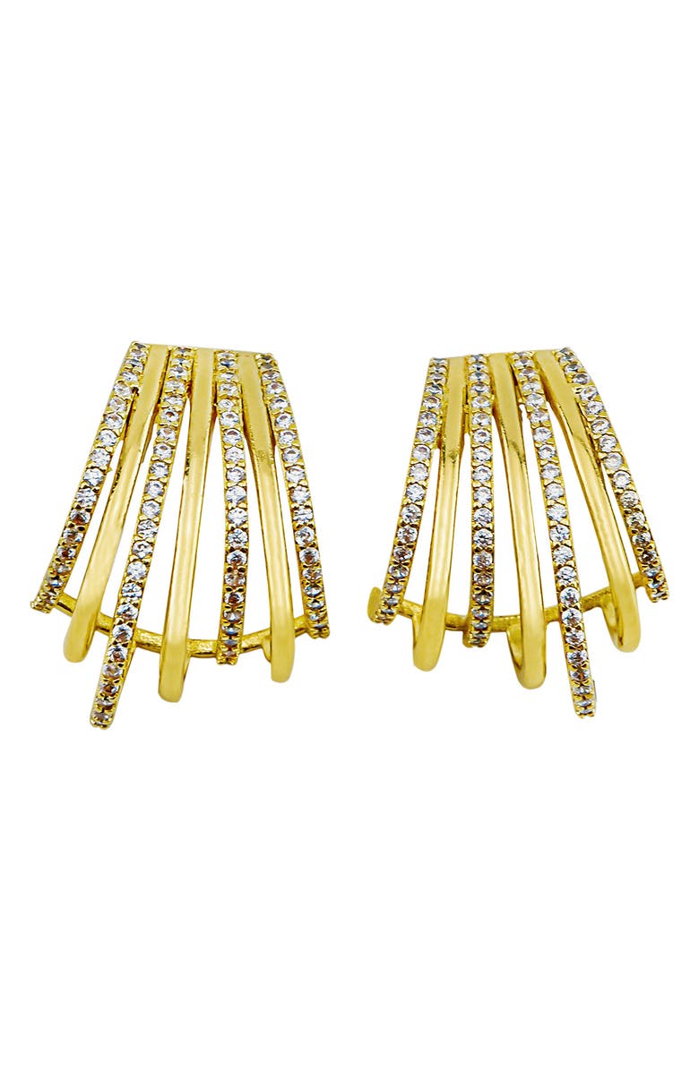 Panacea Multi Row J Hoop Earrings, Main, color, Gold