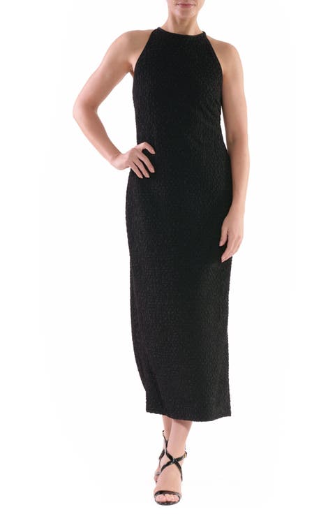 Puckered Sleeveless Midi Dress