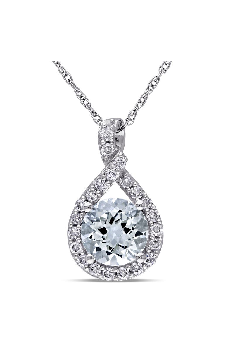 Julianna B. Gemstone & Diamond Teardrop Necklace 10K, Main, color, Aquamarine