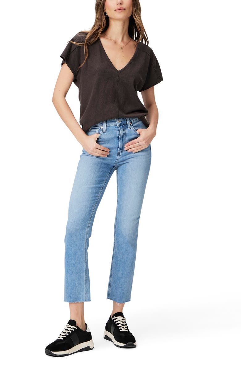 PAIGE Yelena Cotton & Linen V-Neck T-Shirt, Alternate, color,