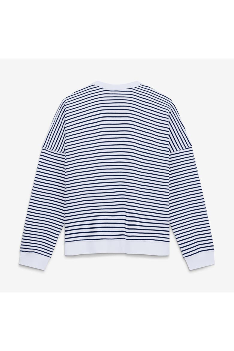 Women's Fanatics White/Navy Denver Broncos Striped Oversized French Terry Sweatshirt, Alternate, color, White