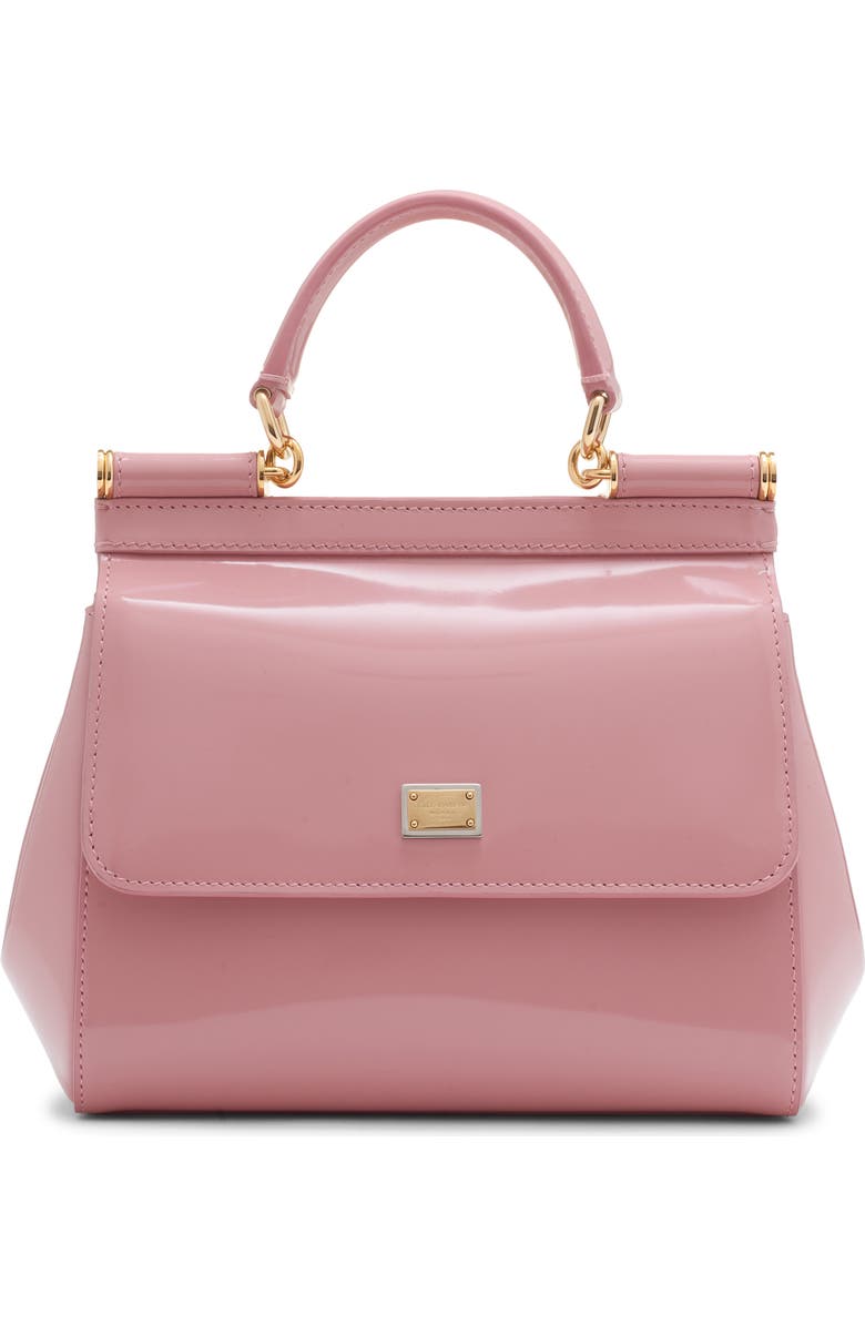 Dolce&Gabbana Sicily Patent Leather Top Handle Bag, Main, color, 80405 Rosa