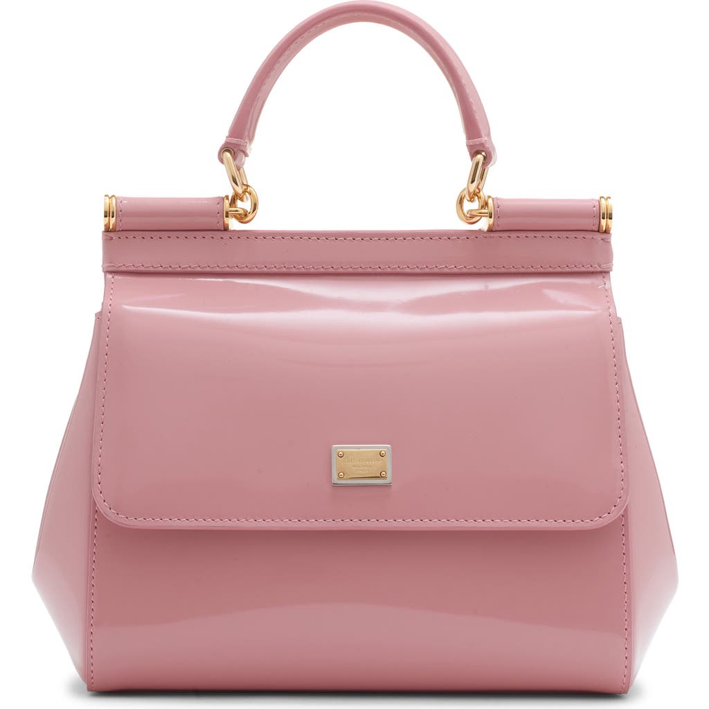 Dolce & Gabbana Small Sicily Leather Tote In 80405 Rosa
