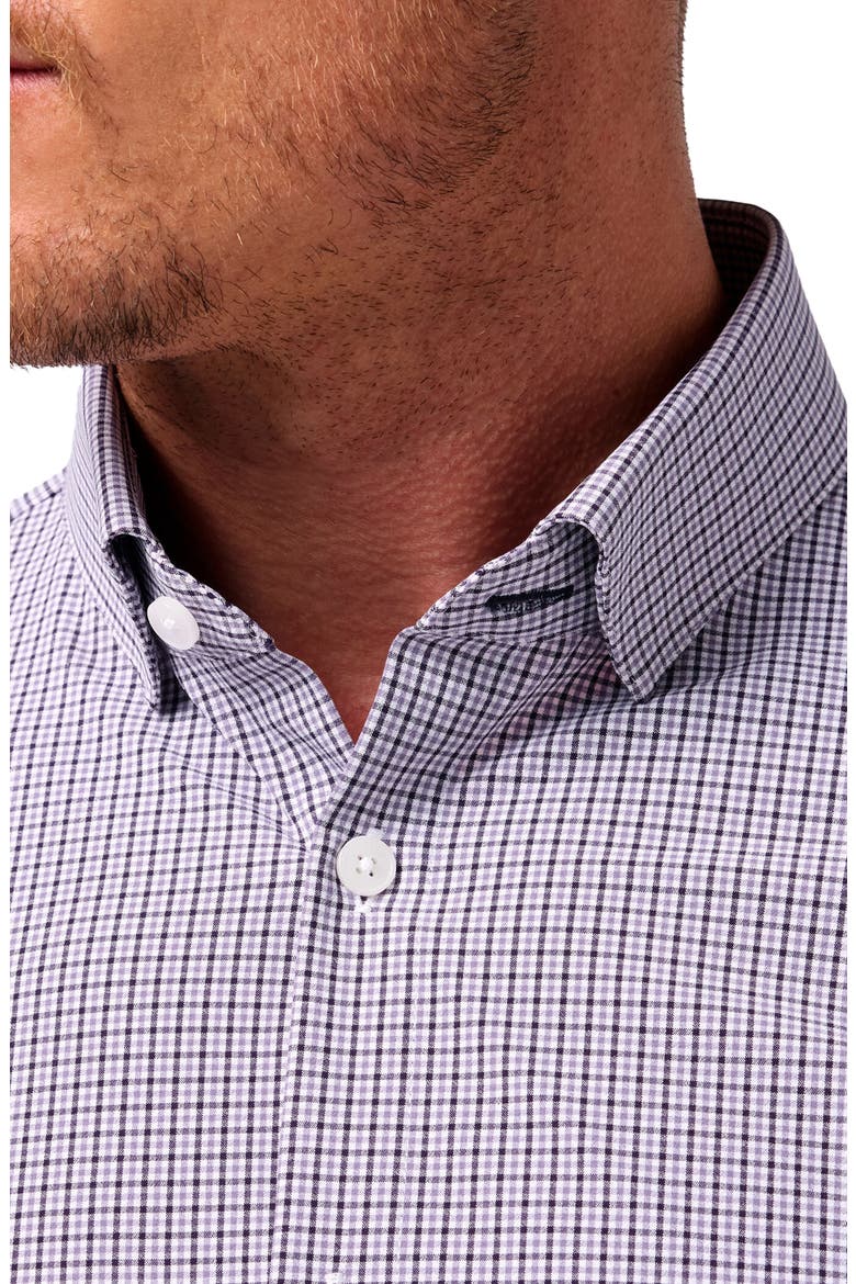 Leeward Trim Fit Plaid Performance Button-Up Shirt, Alternate, color, PURPLE DUSK SAM PLAID