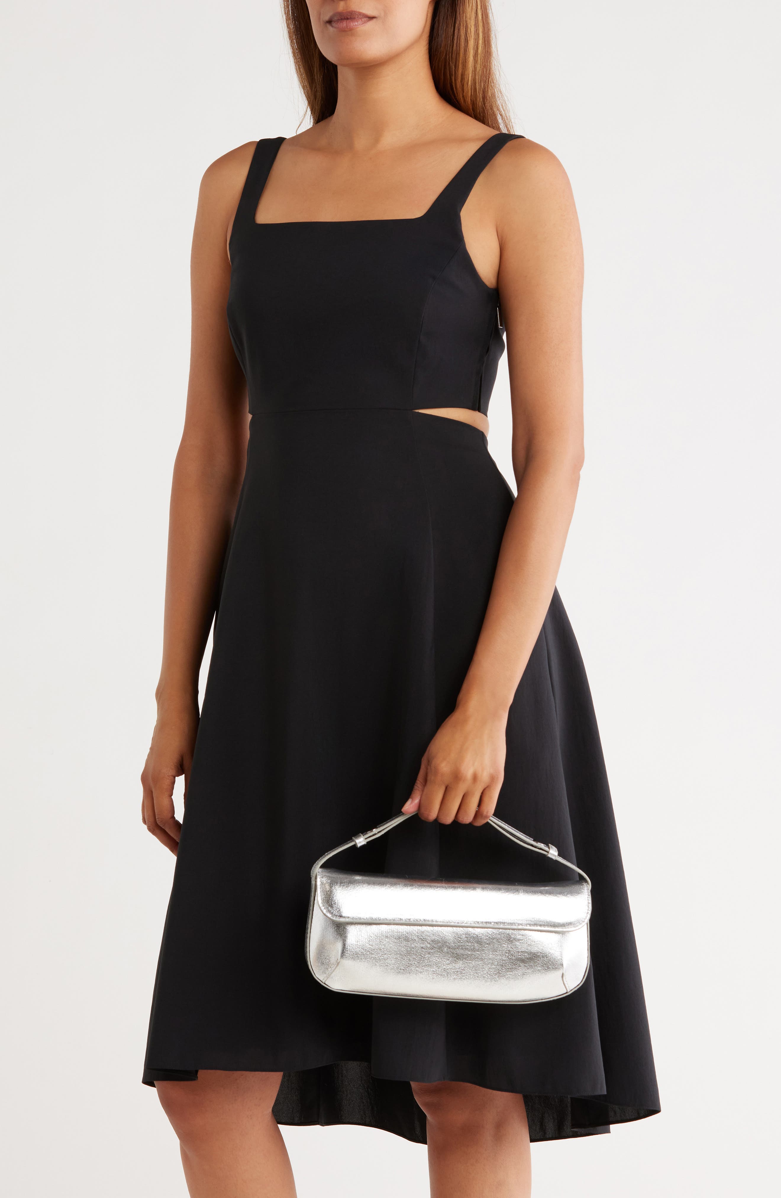 BCBG East/West Shoulder Bag, Alternate, color, Silver