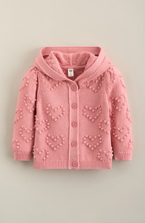 Bobble Stitch Hooded Heart Cardigan