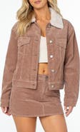 Roxy Big Smoke Cotton Corduroy Jacket with High Pile Fleece Collar