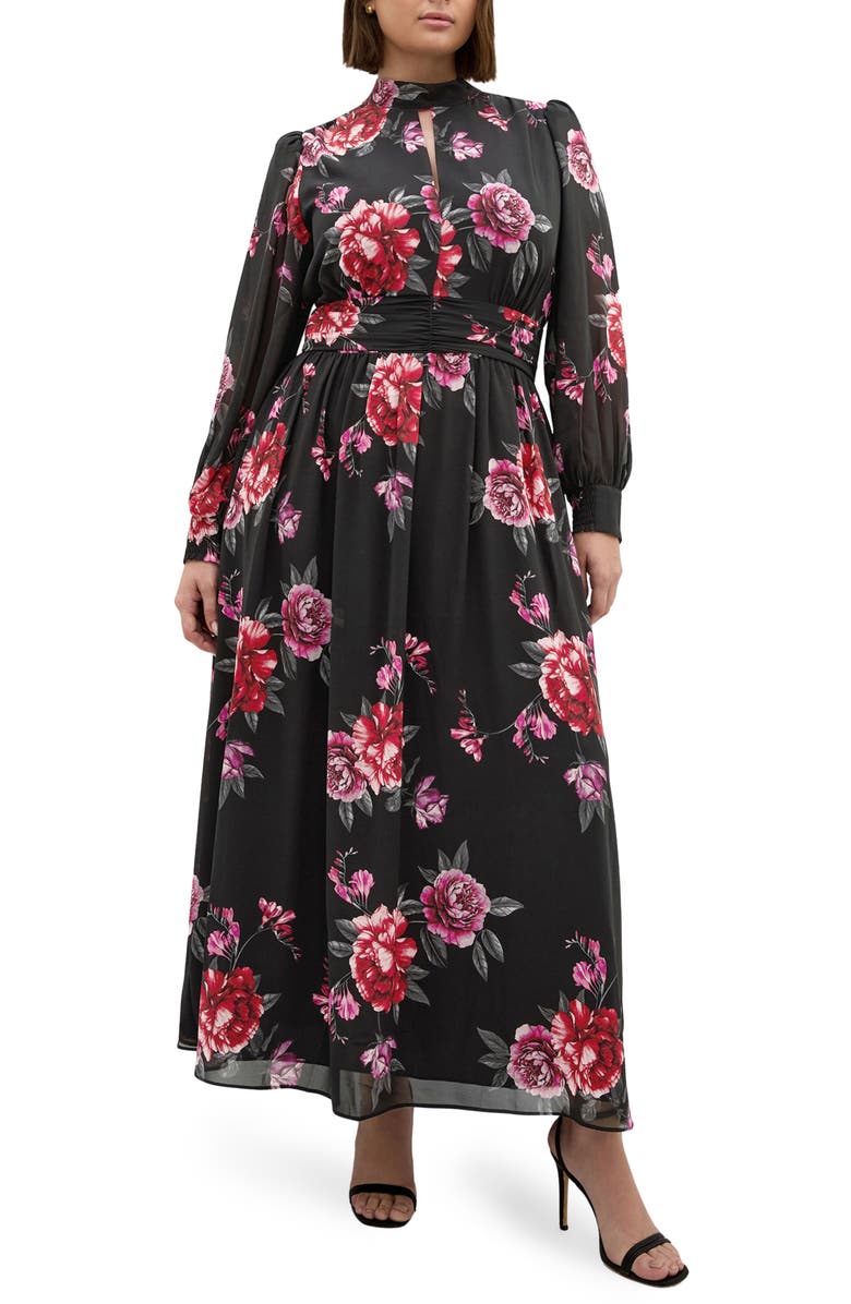 City Chic Alexandra Print Long Sleeve Maxi Dress, Main, color,